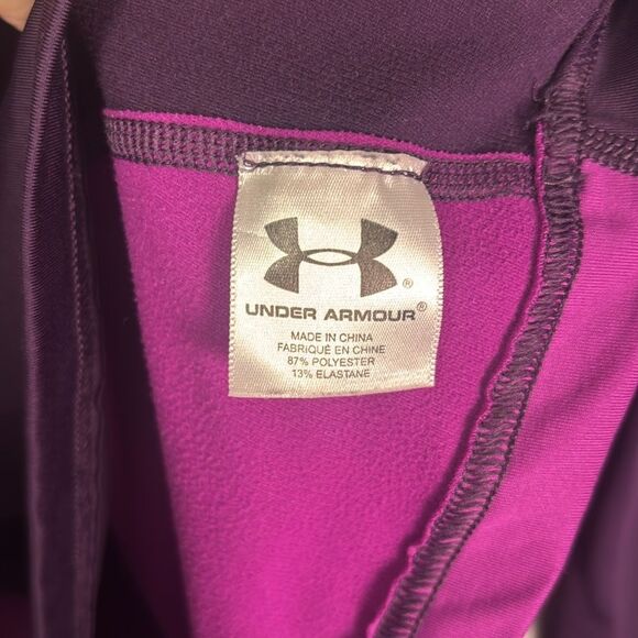 Under Armour Purple Cowl Button Neck Pink Stitch Pullover Thumbholes Size XL - Picture 6 of 8
